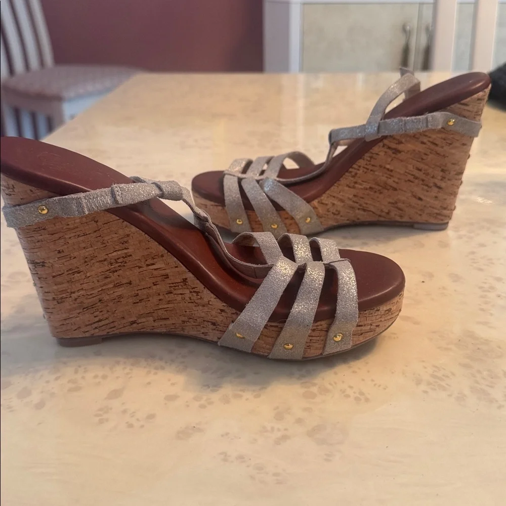 Matt Bernson Gray Strappy Cork Wedge Sandals – Women’s Size 7 - Picture 7 of 13